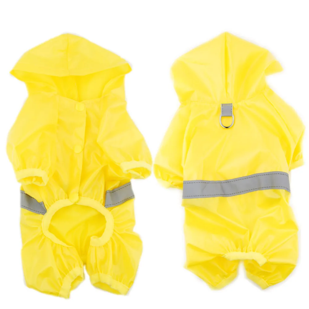 Pet Waterproof Raincoat Reflective Double Breathable Boxer Jumpsuit - Yellow