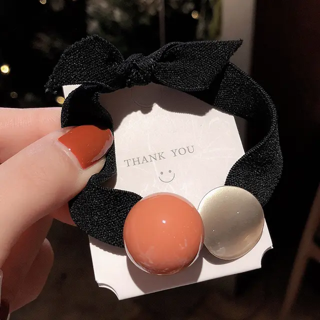 Simple Bead Ball High Elastic Rubber Band Headdress Orange - Shop at LoveMi