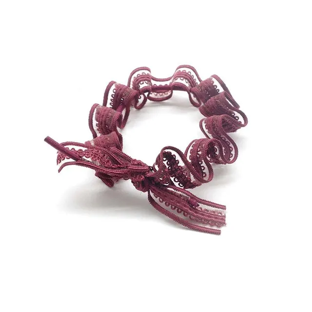 Fashionable And Simple Lady Style Lace Knotted Hair Circle Wine Red - Shop at LoveMi