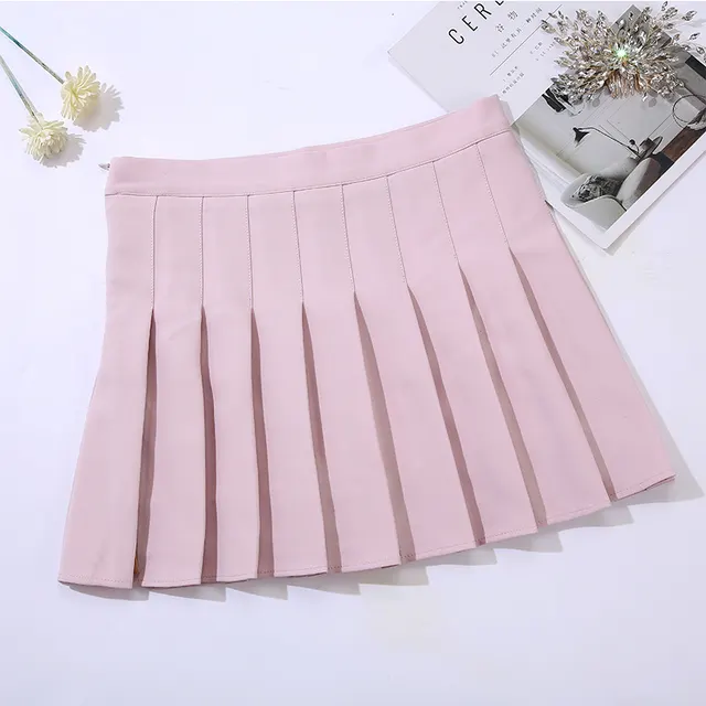 Korean Plaid High Waist Korean Pleated Skirt Purple - Shop at LoveMi