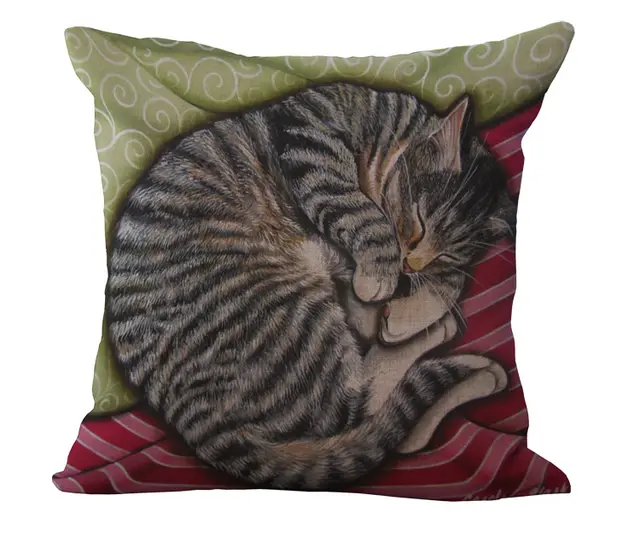 Cute Lazy Curled Up Cat Sofa Pillowcase Without Pillow Core 4 - Shop at LoveMi