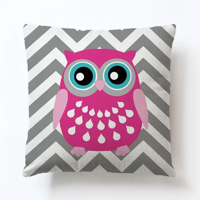 Owl Geometric Simple Animal Cute Cartoon Sofa Pillowcase Grey - Shop at LoveMi