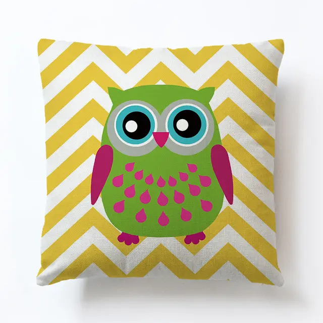 Owl Geometric Simple Animal Cute Cartoon Sofa Pillowcase Yellow - Shop at LoveMi