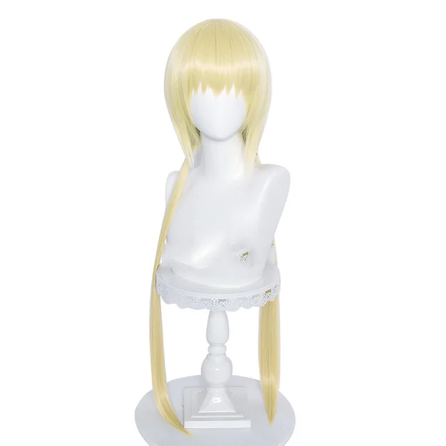 Fashion All Match Long Hair Pigtail Round Scalp Cos Wig Yellow - Shop at LoveMi