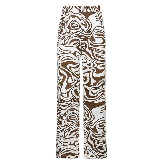 Fashion Women's Animal Print Feature Straight Loose Pants Brown - Shop at LoveMi