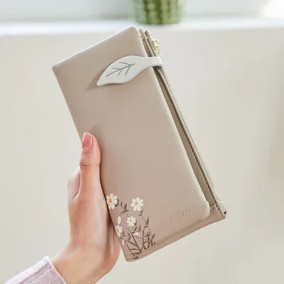 Printed Ladies Long Wallet Large Capacity Folding PU Female Hand Bag Khaki - Shop at LoveMi