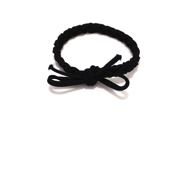 Korean Ins Braid Knotted Simple Hair Rope Black - Shop at LoveMi