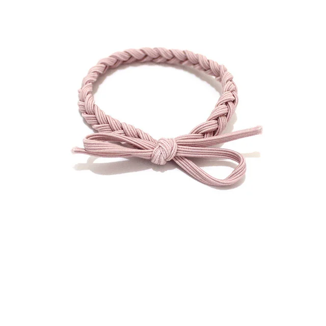 Korean Ins Braid Knotted Simple Hair Rope Pink - Shop at LoveMi
