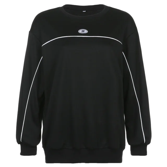 Pure Color Budding Loose Round Neck Long Sleeve Casual Sweater Black - Shop at LoveMi