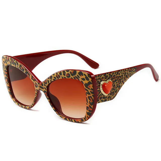 Leopard Print Trendy Big Frame Sunglasses, Personalized Cat Eye Love Sunglasses Leopard - Shop at LoveMi