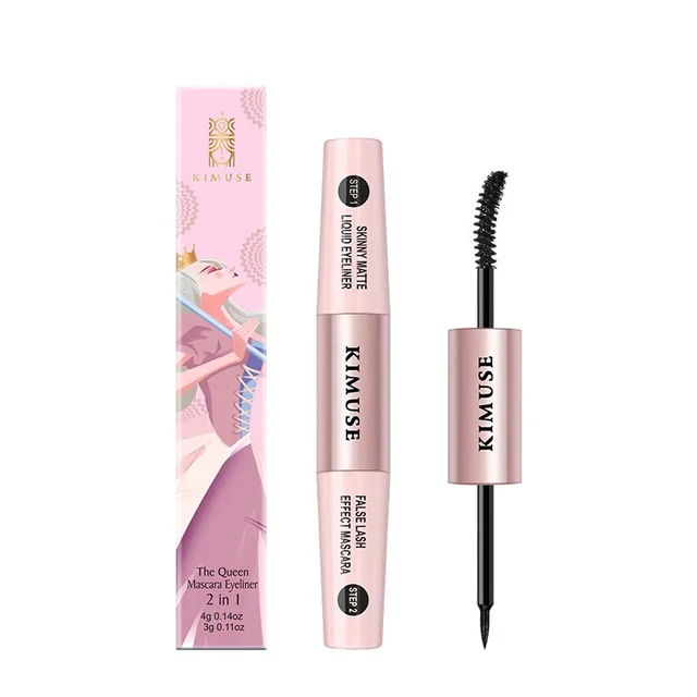 Double Head Long Lasting Waterproof Mascara Liquid Eyeliner Combination Black - Shop at LoveMi