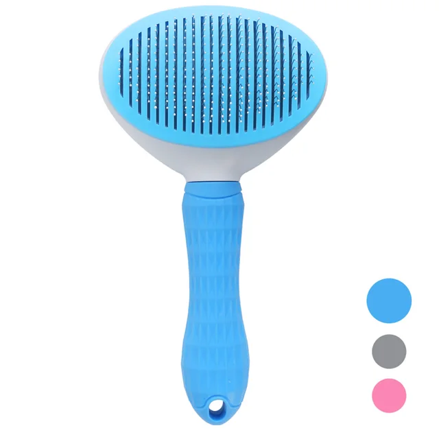 Cat Self Cleaning Comb Stainless Steel Dog Comb Hair Brush One Key To Remove Floating Artifact Blue - Shop at LoveMi