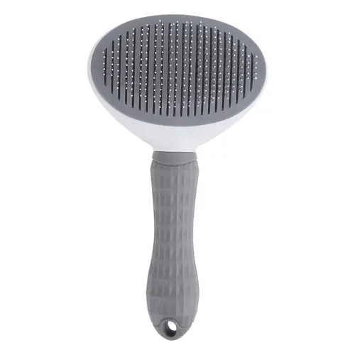 Cat Self Cleaning Comb Stainless Steel Dog Comb Hair Brush One Key To Remove Floating Artifact Grey - Shop at LoveMi