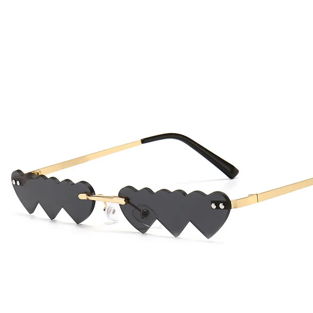 Women's Trimmed Sunglasses With Metal Rimless Sunglasses Black - Shop at LoveMi