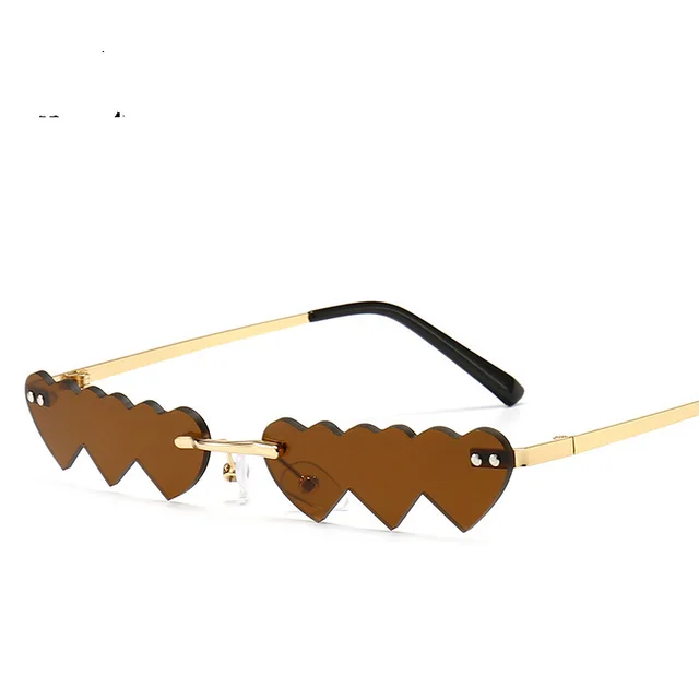 Women's Trimmed Sunglasses With Metal Rimless Sunglasses Brown - Shop at LoveMi