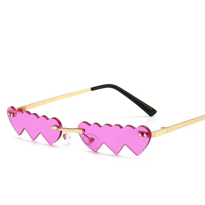 Women's Trimmed Sunglasses With Metal Rimless Sunglasses - Purple