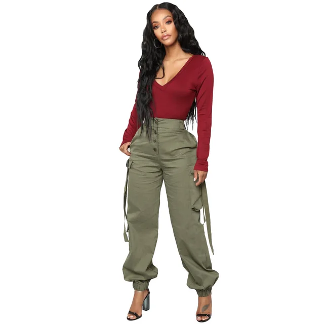 Multi Pocket Fashion Overalls Women's Pants Green - Shop at LoveMi
