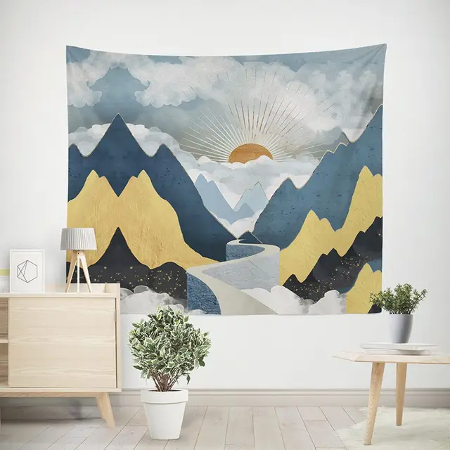 Home Furnishing Pink Mountain Peak Printed Tapestry European and American Decoration - Shop at LoveMi