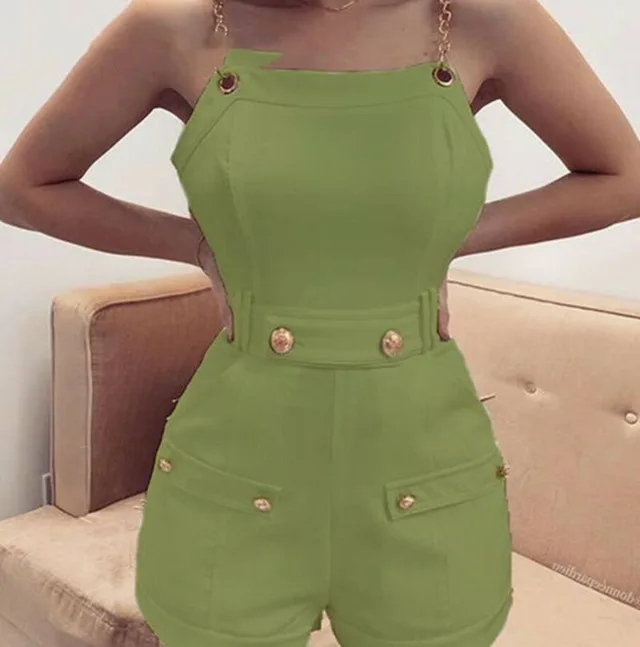 Short Jumpsuit Slim Romper Playsuit Clubwear Green - Shop at LoveMi