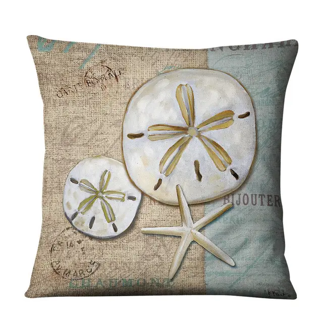 Retro Conch Shell Marine Animal Linen Pillowcase - Shop at LoveMi