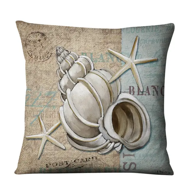 Retro Conch Shell Marine Animal Linen Pillowcase D - Shop at LoveMi