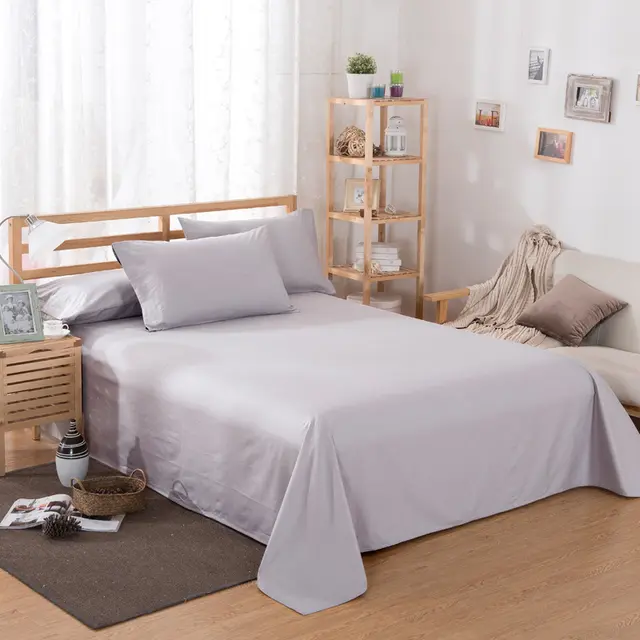 Pure Color Polyester Cotton Extra Bed Sheets Hotel Home Silver - Shop at LoveMi