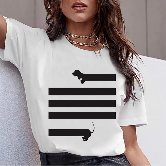 Ladies Harajuku Cute French German Shepherd T shirt - Shop at LoveMi