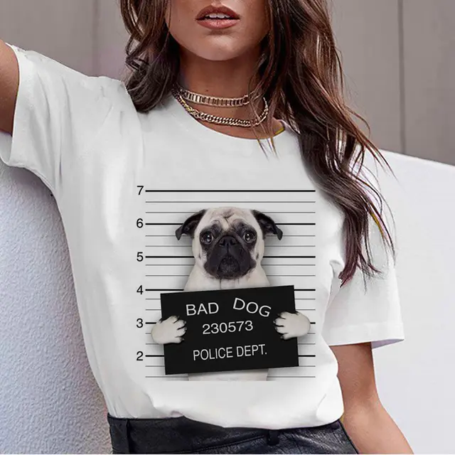 Ladies Harajuku Cute French German Shepherd T shirt - Shop at LoveMi