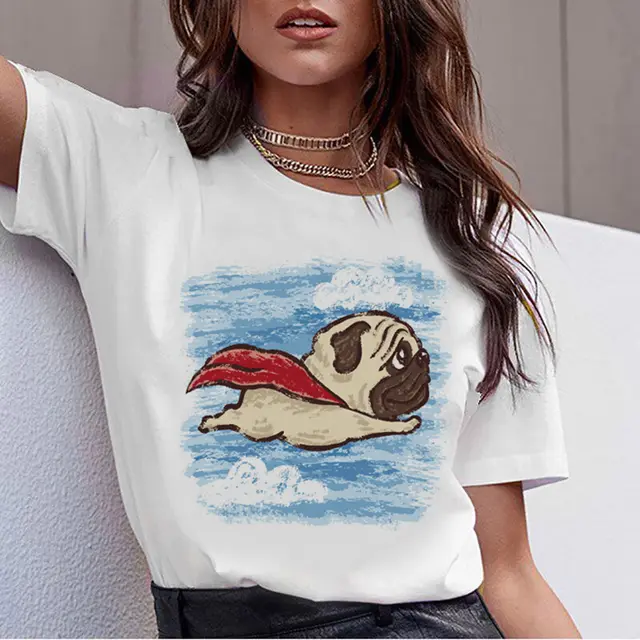 Ladies Harajuku Cute French German Shepherd T shirt H - Shop at LoveMi