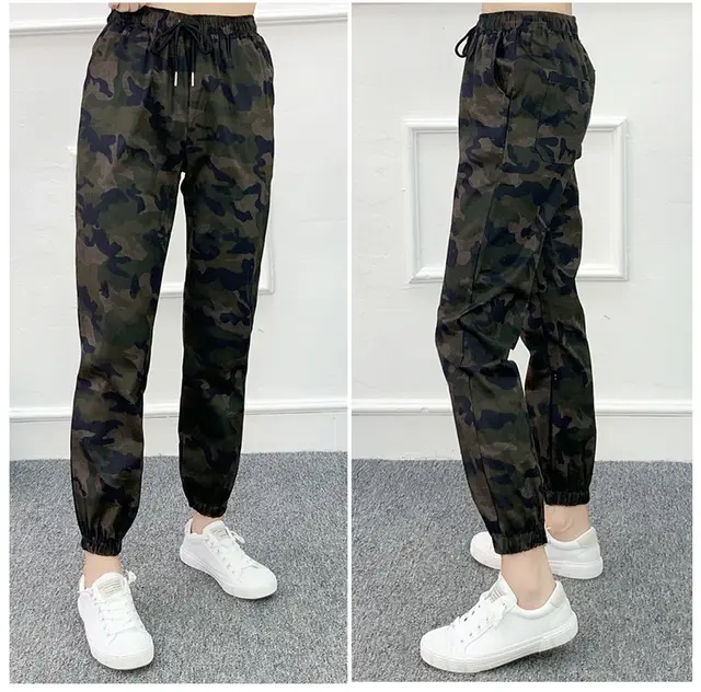 Camouflage Bunched Leg Nine Split Pants Army Green - Shop at LoveMi