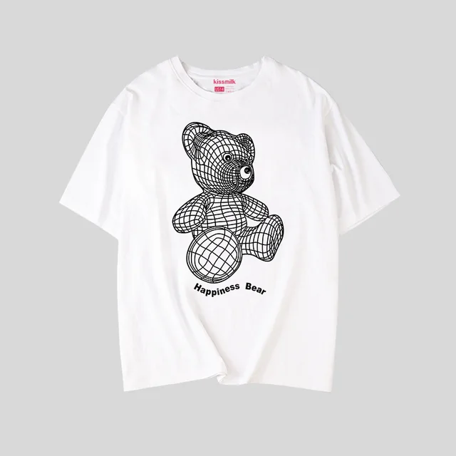 3D Bear Cartoon Cartoon Print Couple Outfit White - Shop at LoveMi