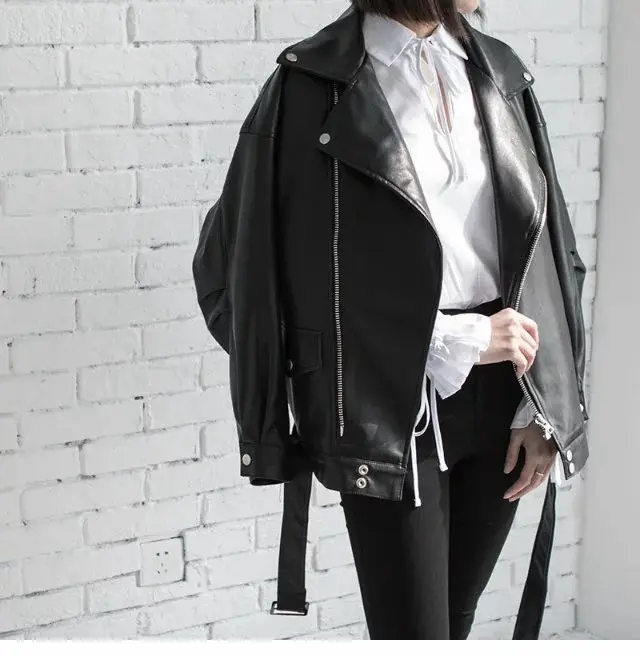 Leather Jacket Student Motorcycle Jacket Black - Shop at LoveMi