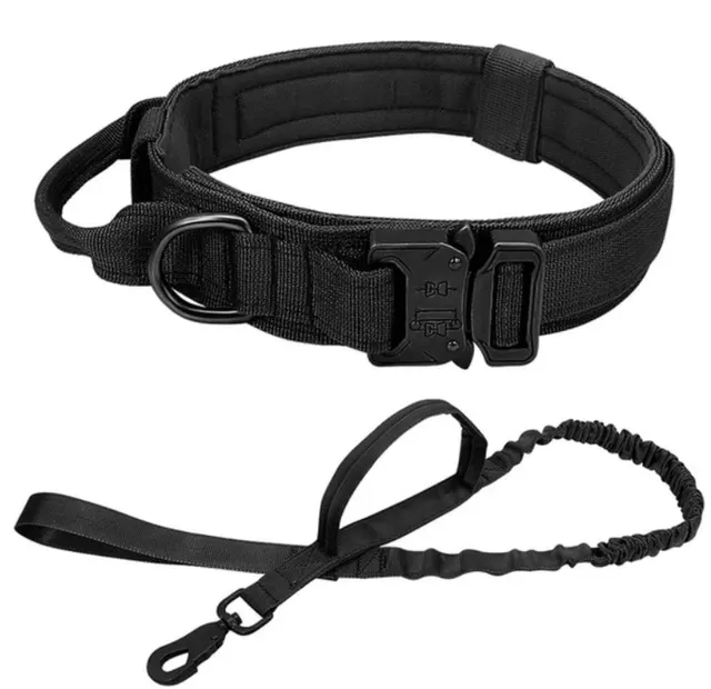 Tactical Dog Collar Pet Collar Tactical Nylon Explosion Type Dog Pen Large Dog Traction Black Set - Shop at LoveMi
