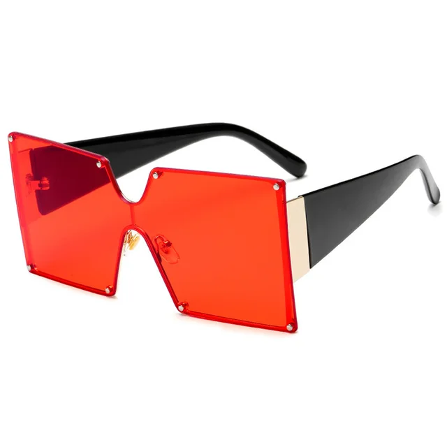 Fashion Metal Ladies Big Frame Rimless Sunglasses Sunglasses Red - Shop at LoveMi