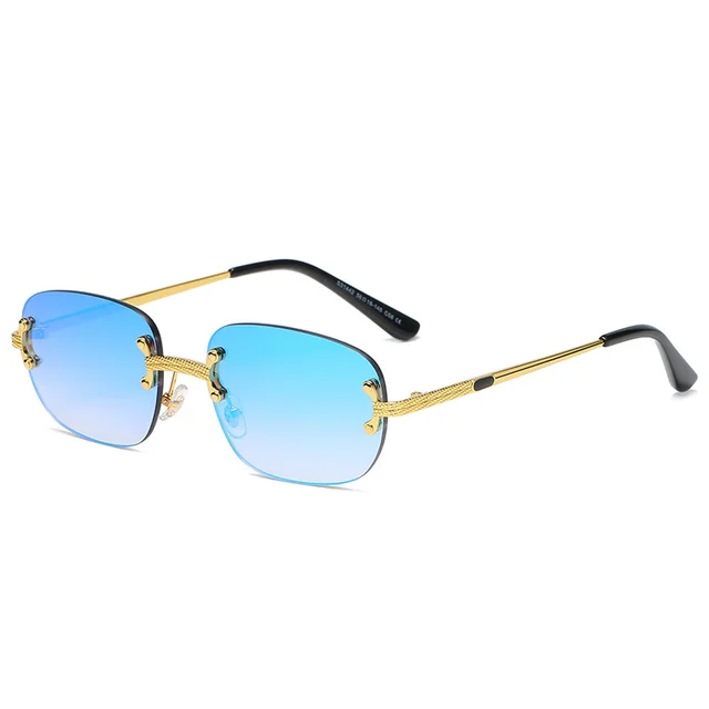 Metal Frameless Square Color Film Sunglasses Blue - Shop at LoveMi