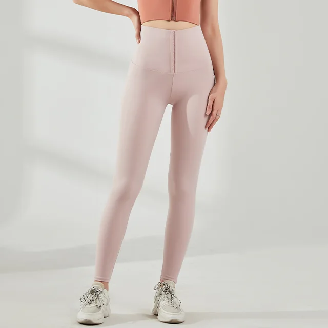 Double faced Nylon High waisted Tight Sports Fitness Pants Pink - Shop at LoveMi