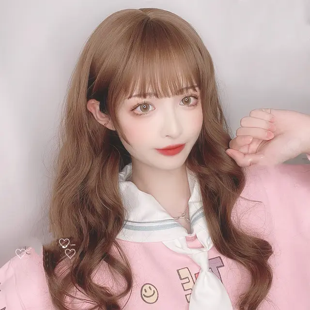 Humming Wig Female Long Hair Long Curly Hair Naturally Realistic Full Hair Set Net Red Girl Daily Fake Hair Set3 - Shop at LoveMi