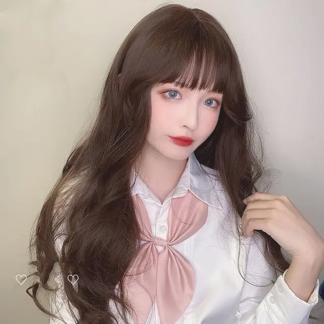 Humming Wig Female Long Hair Long Curly Hair Naturally Realistic Full Hair Set Net Red Girl Daily Fake Hair Set4 - Shop at LoveMi