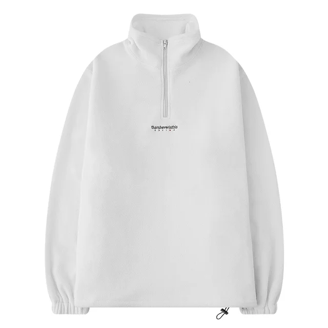 Toolkit Style Semi turtleneck Standing Collar Hoodie White - Shop at LoveMi