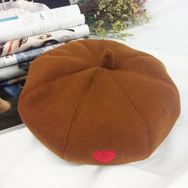 The Woollen Love Beret Korean Version Sweet Brown - Shop at LoveMi