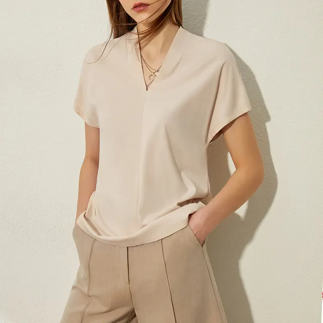 Fashion Slim Summer Thin Solid Color Top Beige - Shop at LoveMi