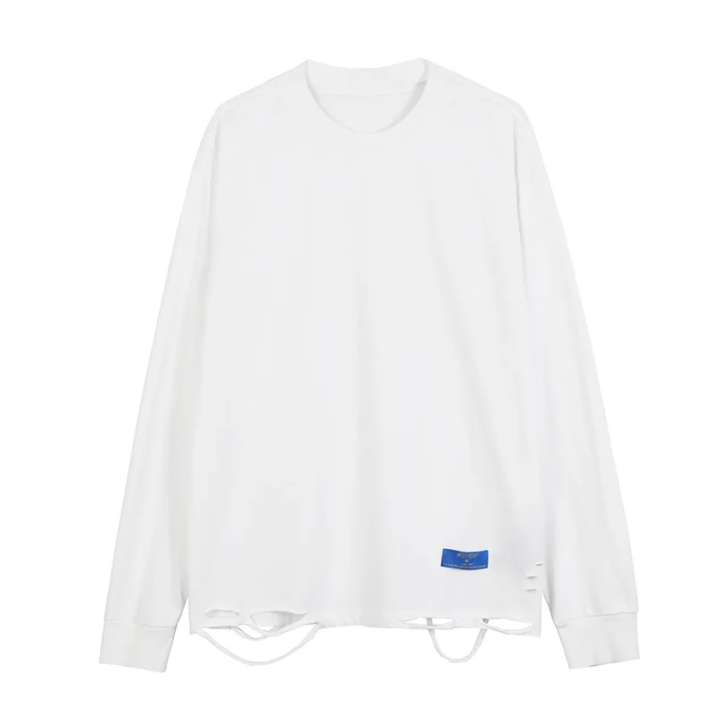 Hole In The Hem Trendy Brand Loose Shoulder Long Sleeves A L - Shop at LoveMi