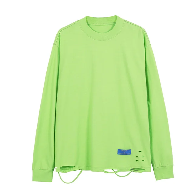 Hole In The Hem Trendy Brand Loose Shoulder Long Sleeves - Shop at LoveMi