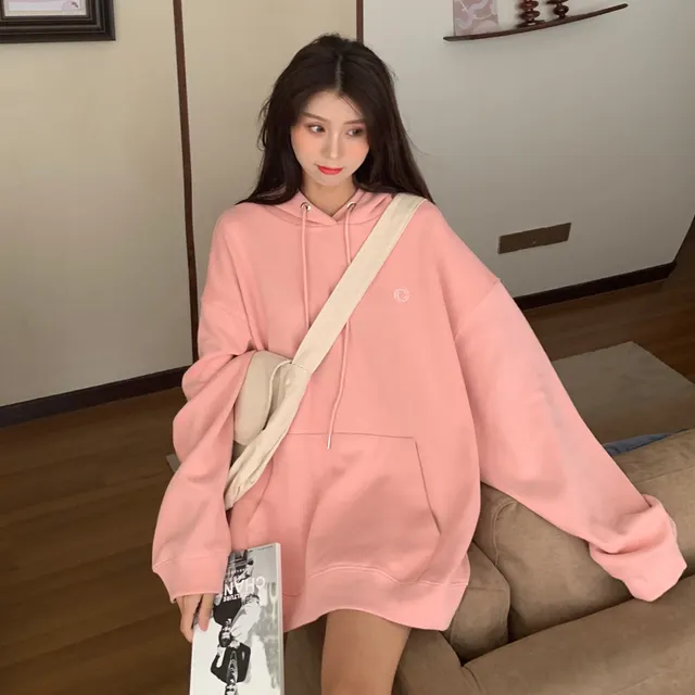 Soft Milk Blue Salt Hooded Sweater Coat Pink - Shop at LoveMi