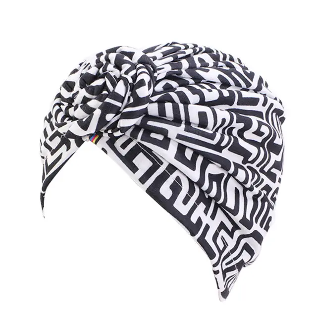 Women Turban African Pattern Knot Headwrap Fashion Black - Shop at LoveMi