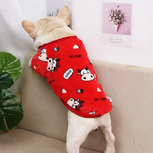 Puppy Autumn And Winter Warm Pajamas Jacket Pet Supplies Red - Shop at LoveMi