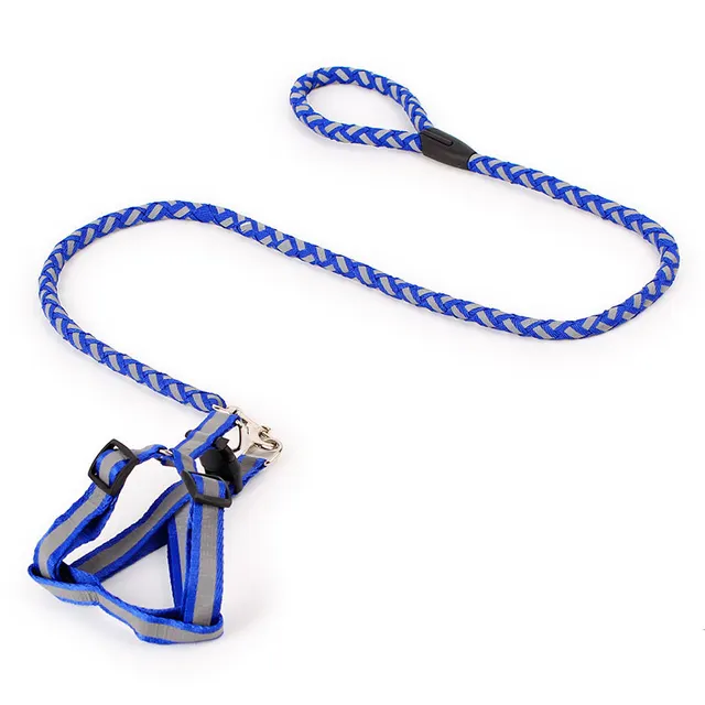 Dog Night Reflective Traction Rope Braided Chest Strap Blue - Shop at LoveMi