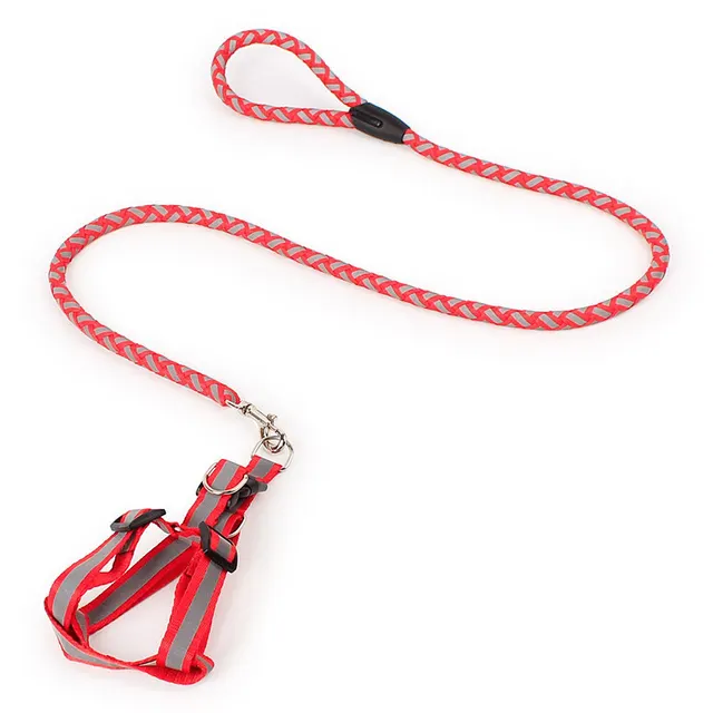 Dog Night Reflective Traction Rope Braided Chest Strap Red - Shop at LoveMi