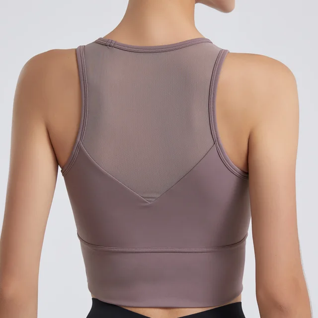 Yoga Wear Women's Sleeveless Hollow Mesh Quick Drying Sports Vest Grey - Shop at LoveMi
