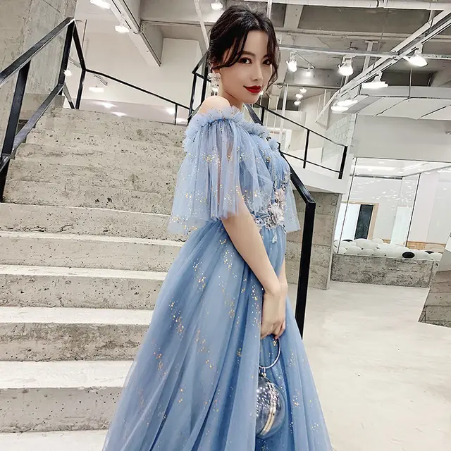 Temperament Fairy Student Dream Forest Evening Dress Blue - Shop at LoveMi